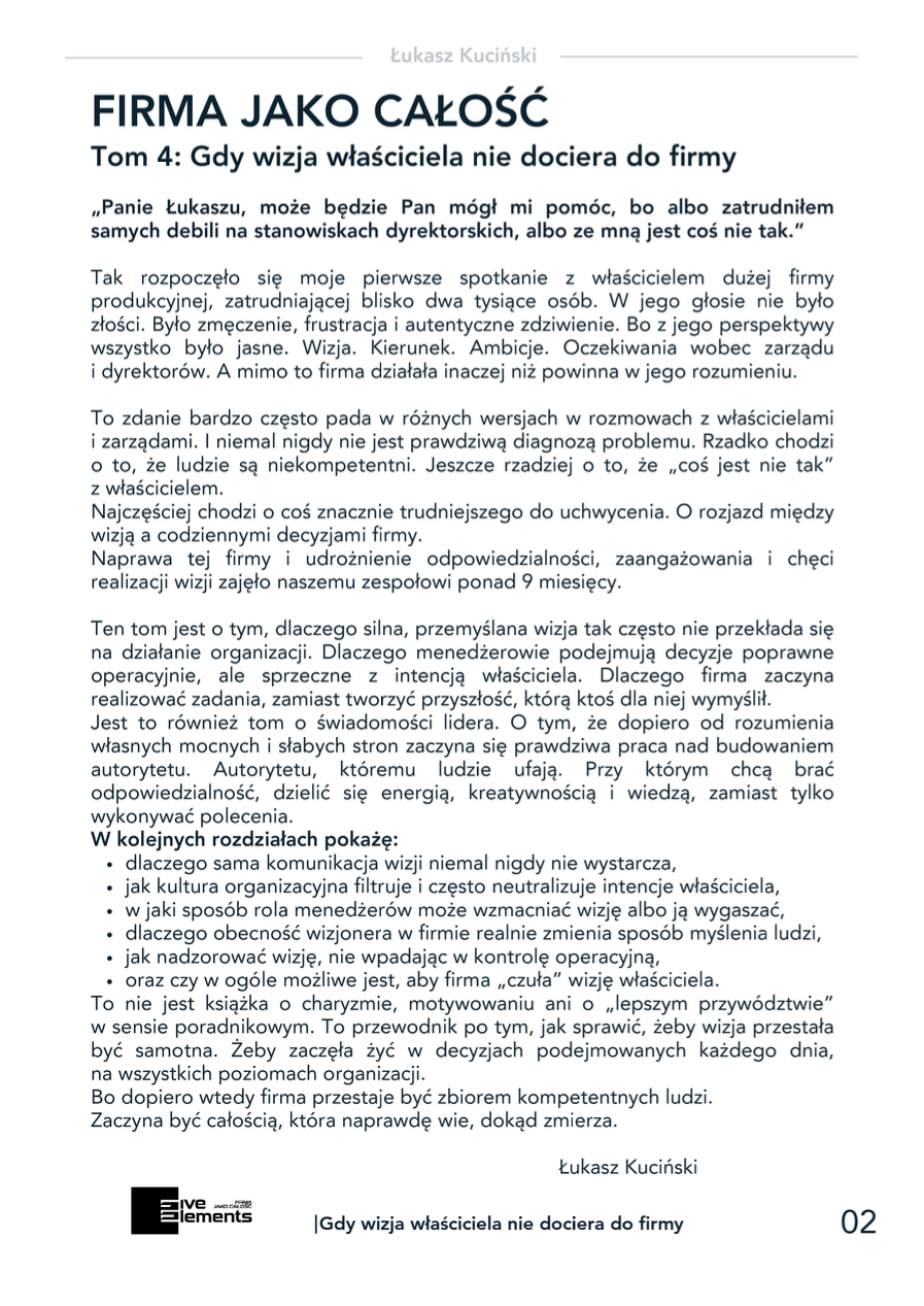 Firma Jako Całość. Tom 4: Gdy Wizja Właściciela Nie Dociera Do Firmy