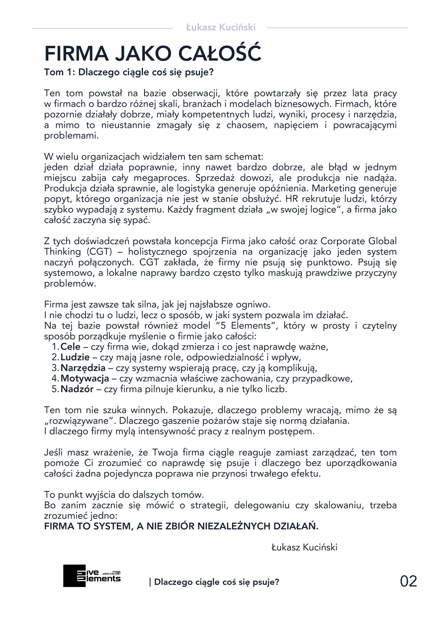 Firma Jako Całość. Tom 1: Dlaczego Ciągle Coś Się Psuje?