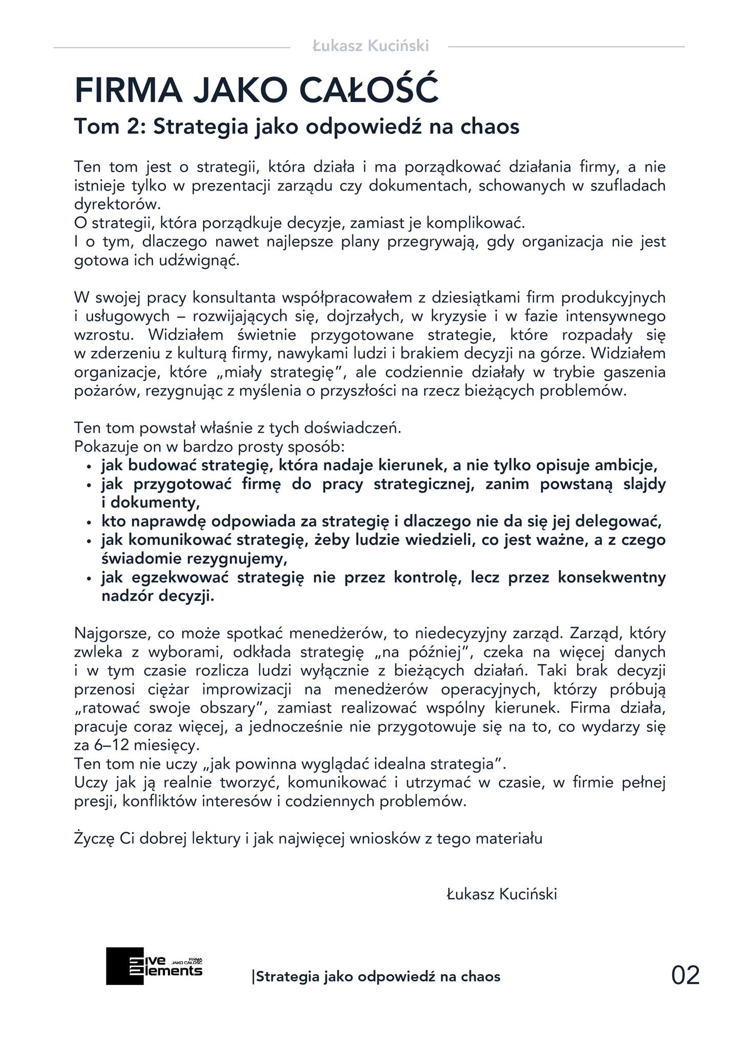 Firma Jako Całość. Tom 2: Strategia Jako Odpowiedź Na Chaos