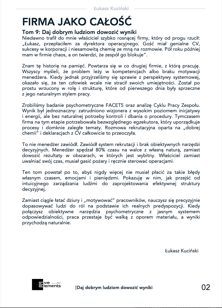 Firma Jako Całość. Tom 9: Daj Dobrym Ludziom Dowozić Wyniki