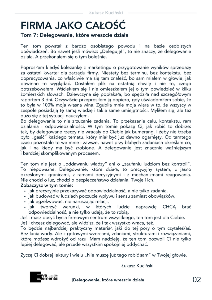 Firma Jako Całość. Tom 7: Delegowanie, Które Wreszcie Działa