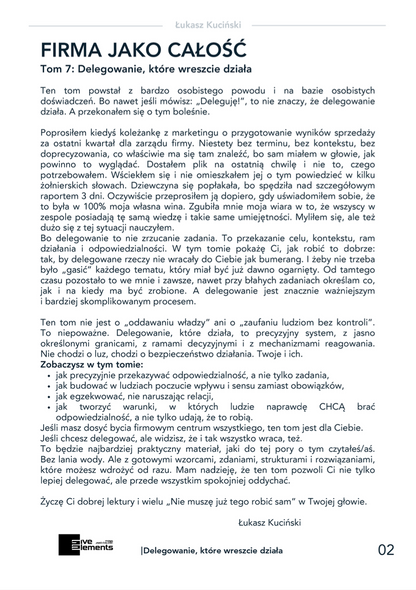 Firma Jako Całość. Tom 7: Delegowanie, Które Wreszcie Działa