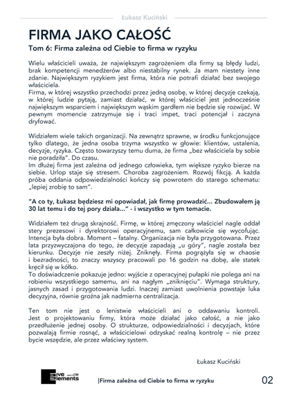 Firma Jako Całość. Tom 6: Firma Zależna Od Ciebie To Firma W Ryzyku